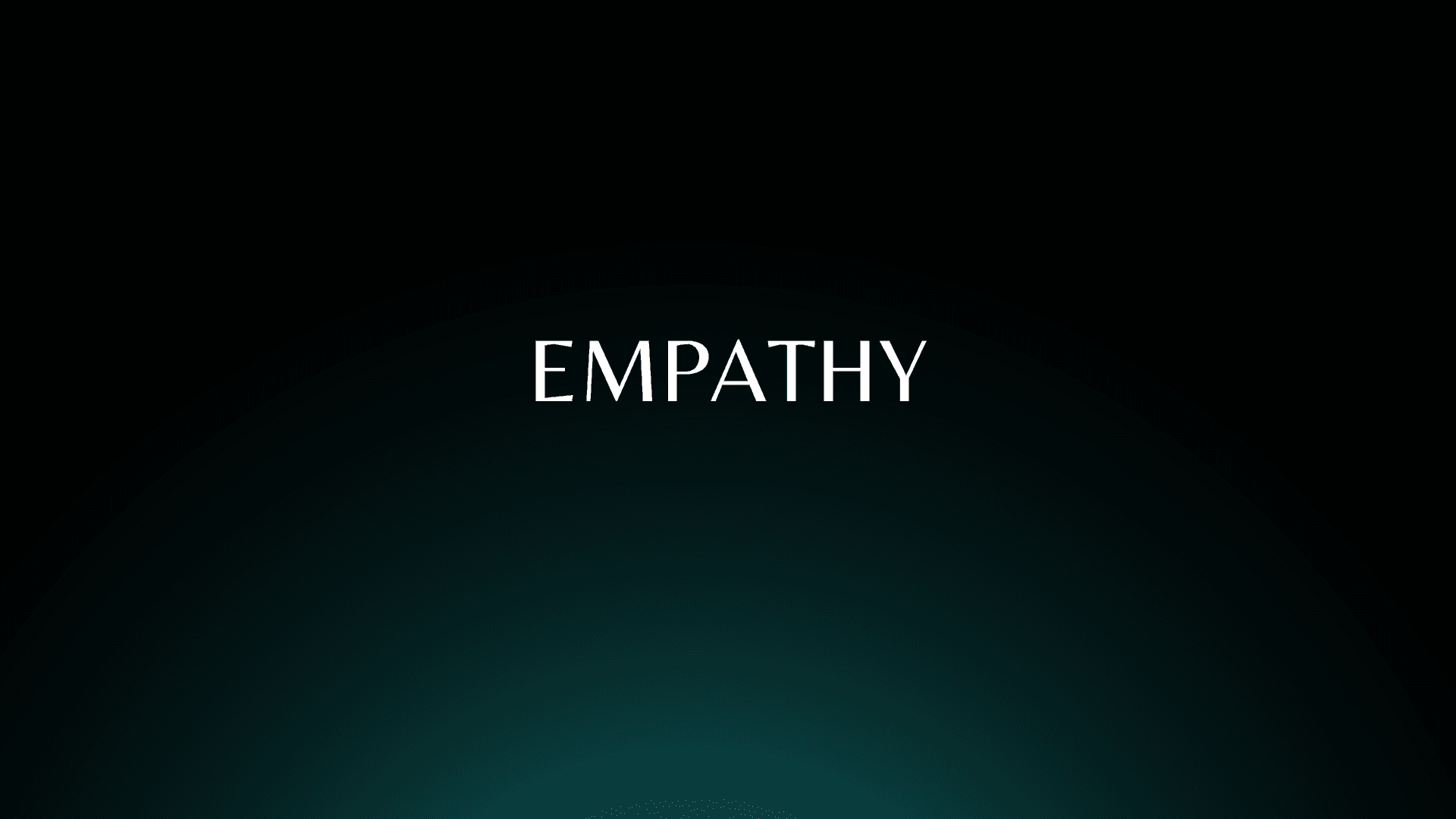 The word 'EMPATHY' displayed in white text on a dark, gradient background.
