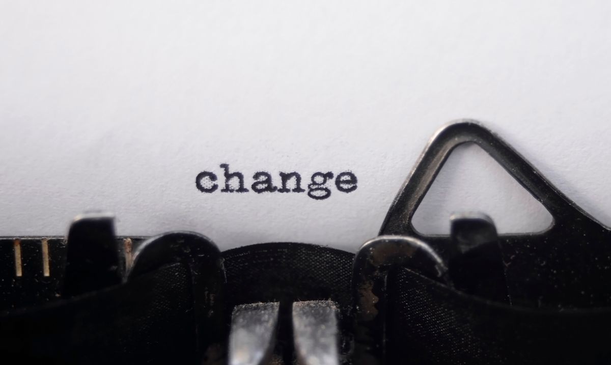 the word change on old typewriter